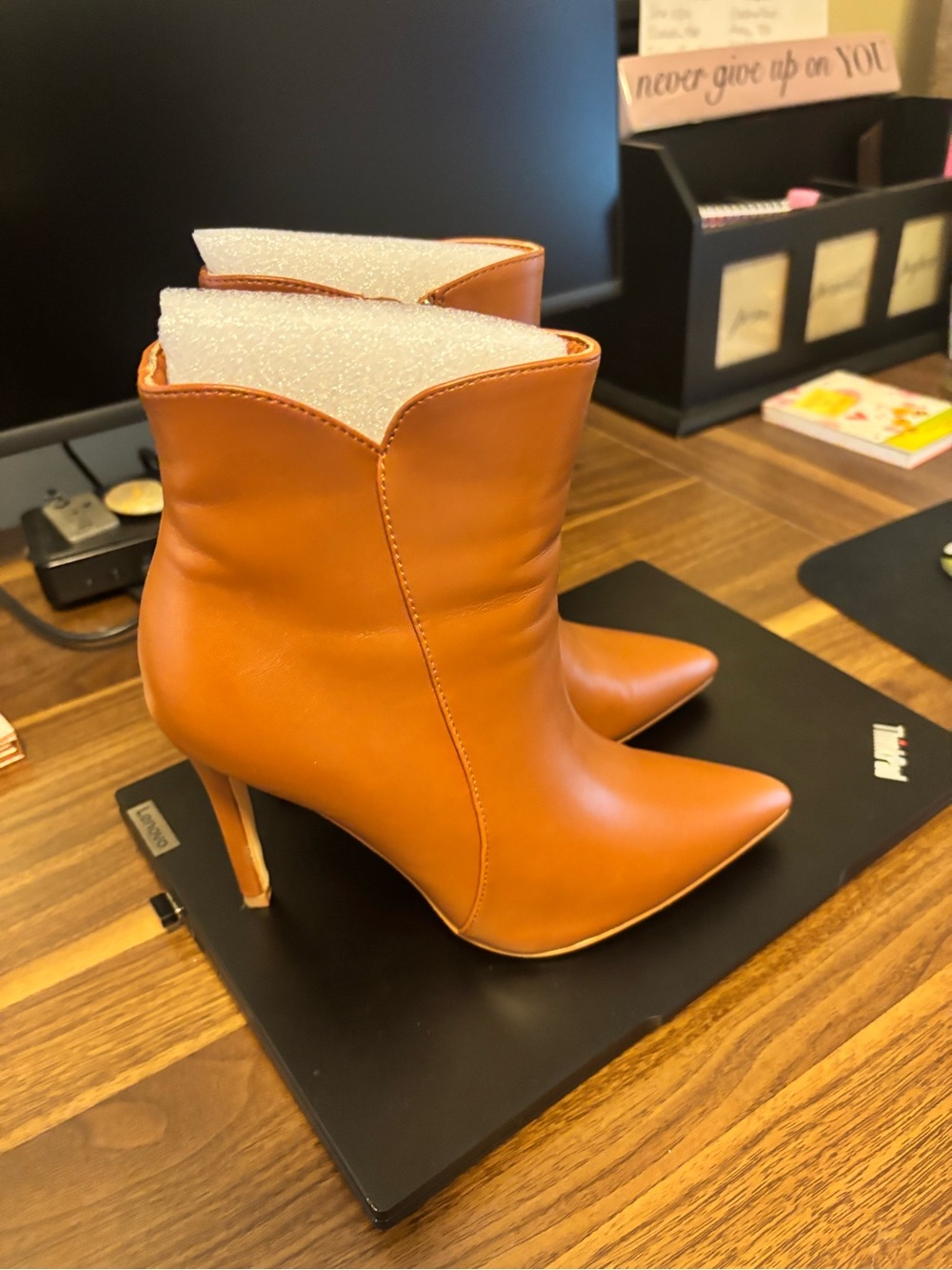 Women's Pointed Toe Ankle Boots in Cognac Brown